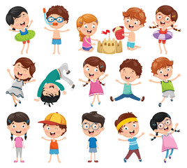 Vector Illustration Of Cartoon Children