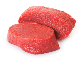 Raw beef on white background