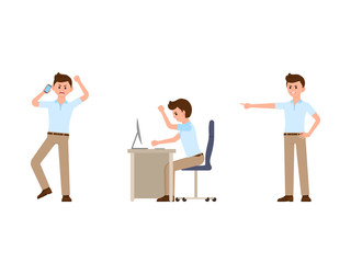 Angry office man cartoon character. Vector illustration of shouting manager