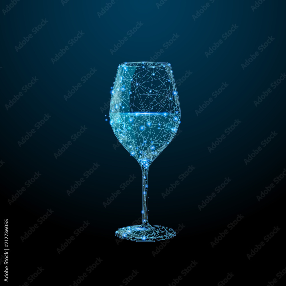 Aufkleber abstract image of a glass of wine in the form of a starry sky or space, consisting of points, lines,