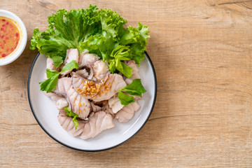 Boiled fish dip with sauce