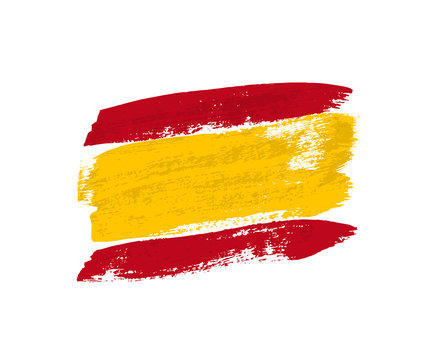 Flag of Spain made of brush strokes. Vector design element.