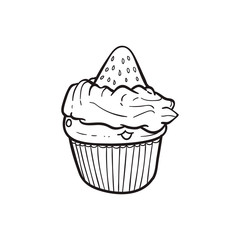 strawberry cup cake vector illustration