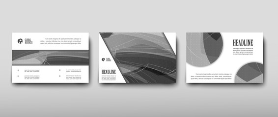 Leaflet cover presentation abstract geometric background, layout in A4 set technology brochure flyer design template vector shadow