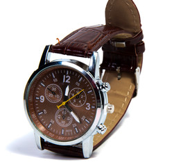 Smart  brown digital wristwatch isolated on a white background.