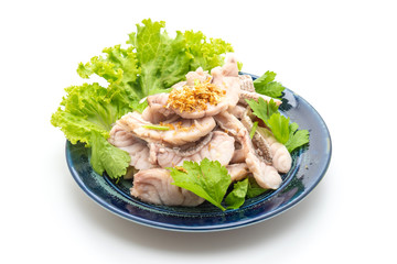 Boiled fish dip with sauce