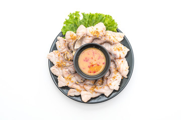 Boiled fish dip with sauce