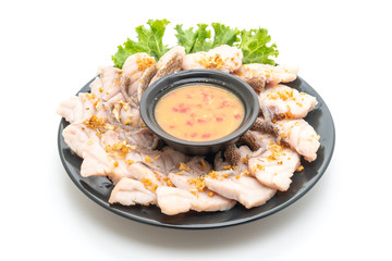 Boiled fish dip with sauce