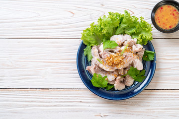 Boiled fish dip with sauce