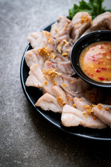 Boiled fish dip with sauce