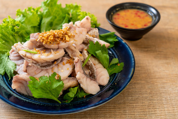 Boiled fish dip with sauce