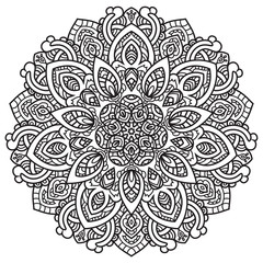Black and white mandala vector isolated on white. Vector hand drawn circular decorative element.