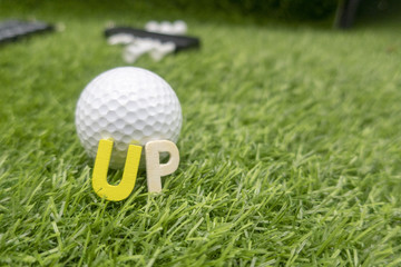 Golf terms is on green grass