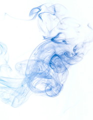 Blue smoke on white background