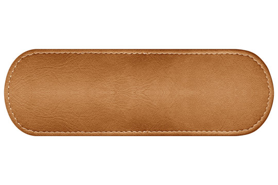 close up label leather isolated on white background