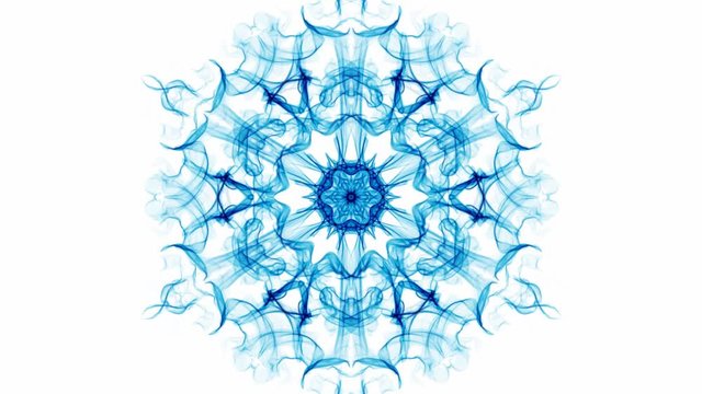 Mandala air energy, live mandala with rhythm of breath, fractal patterns on white background, 4k video