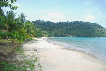 Juara beach with turquoise sea on the east side of Tioman island, Malaysia