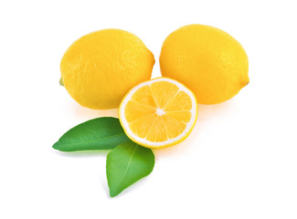 Fresh lemon slice isolated on white background