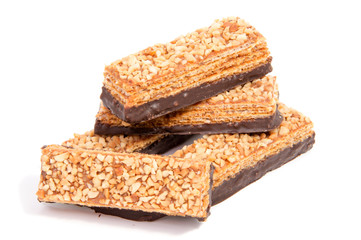 Chocolate wafers isolated on a white background