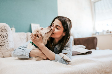 Happy time with pet.
