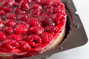 Cake with raspberry jam