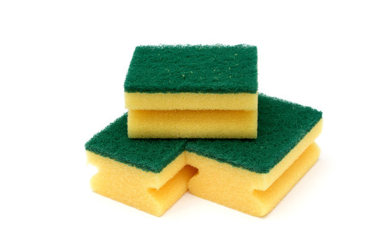 Kitchen sponges isolated against white background