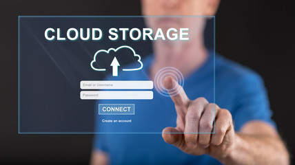 Man touching a cloud storage concept