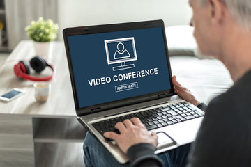 Video conference concept on a laptop screen