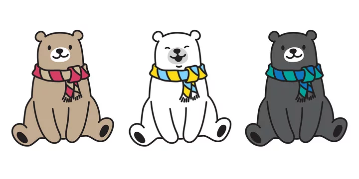Vecteur Stock bear vector polar bear logo icon scarf cartoon character  illustration clip art | Adobe Stock