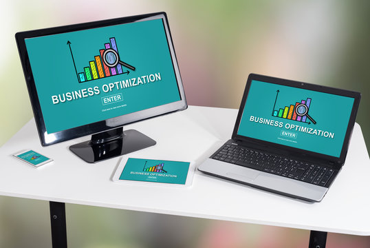 Business optimization concept on different devices
