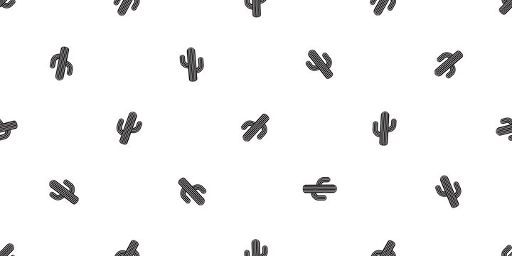 Cactus Seamless Pattern Vector Desert Botanica Flower Plant Garden Summer Isolated Wallpaper Tile Background