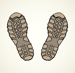 Footprints of shoes. Vector drawing