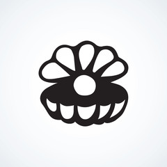 Pearl in shell. Vector drawing