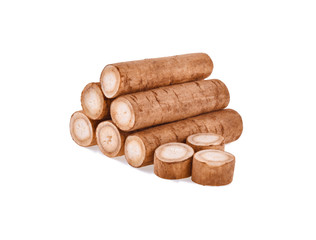 Burdock roots isolated white background