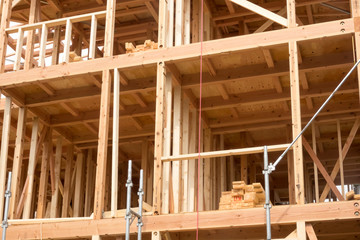 木造3階建て住宅の建築現場　イメージ
