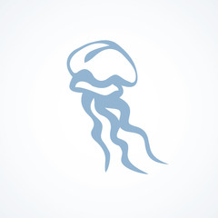 Vintage vector sketch of jellyfish