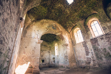 Fototapeta na wymiar The ruins of an ancient church in Chervone. Ukraine