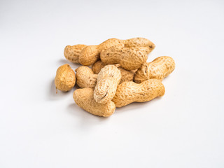 Peanuts on white background