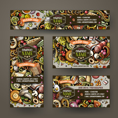 Corporate Identity set design with doodles hand drawn Russian food theme