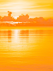 Beautiful tropical beach and sea ocean landscape with cloud and sky at sunrise or sunset time