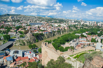 beautiful panorama of the city of Tbilisi on a sunny day