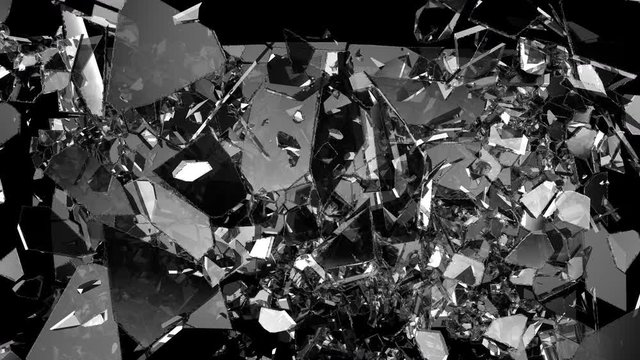 Glass crack and shatter with slow motion. Alpha, 3d render, 3d animation