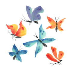 Fototapeta na wymiar watercolor butterflies