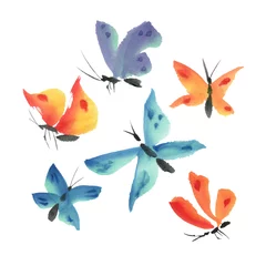 Raamstickers Vlinders watercolor butterflies