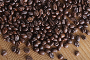 background of coffee and spoon wooden background