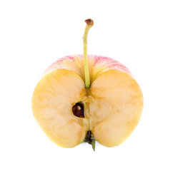 half red apple fruits isolated on white background