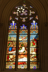 Farbige Kirchenfenster,  St. Patricks Cathedral in Manhattan, New York City, New York, USA,...