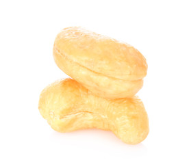 Roasted cashews isolated on a white background