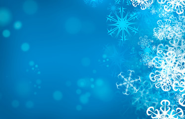 Illustration of a blue and white Christmas snowflake pattern, textured abstract background.