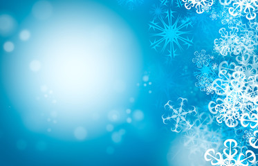 Illustration of a blue and white Christmas snowflake pattern, textured abstract background.